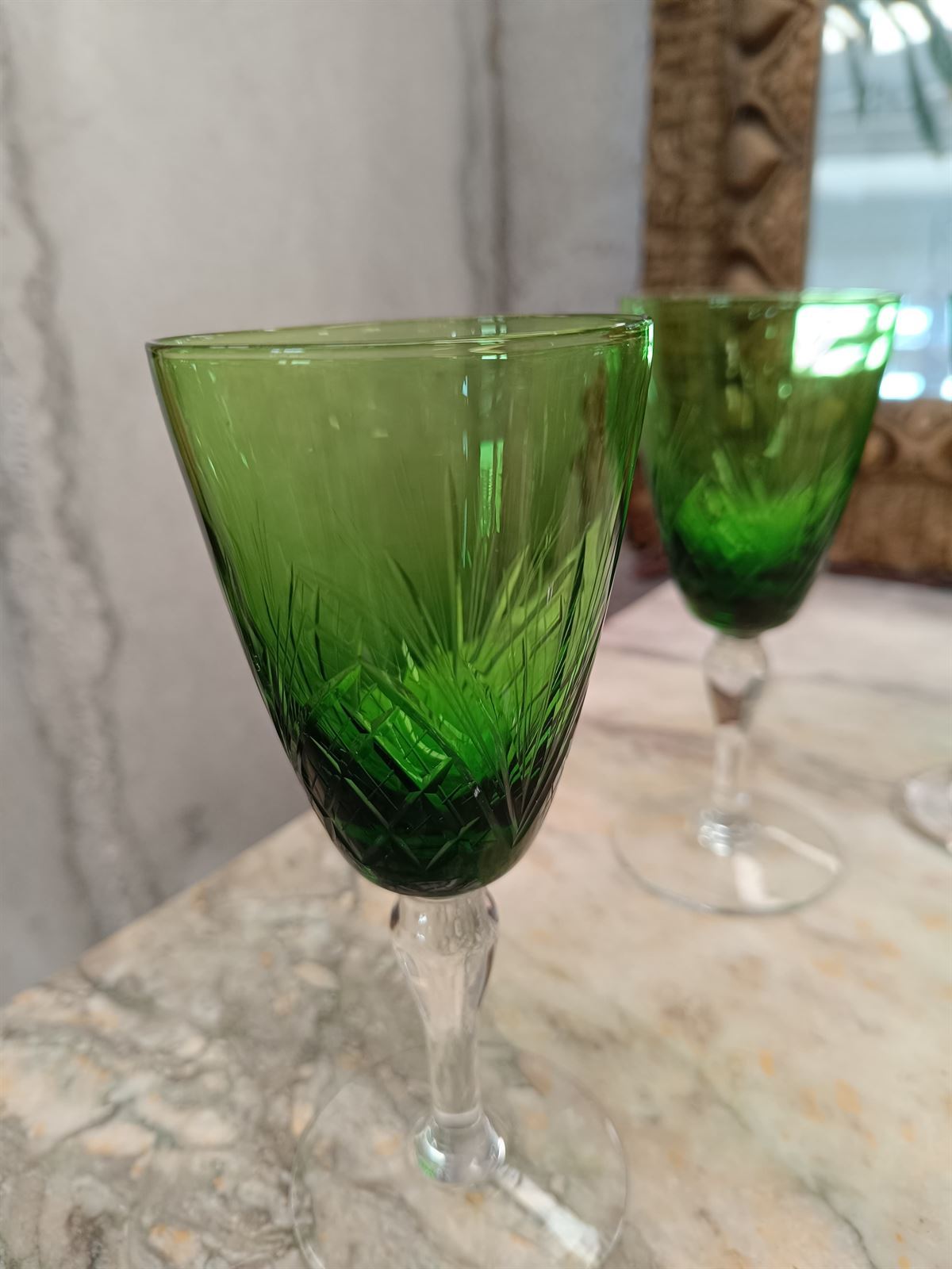 Juego de copas verdes años 70 - Imagen 4