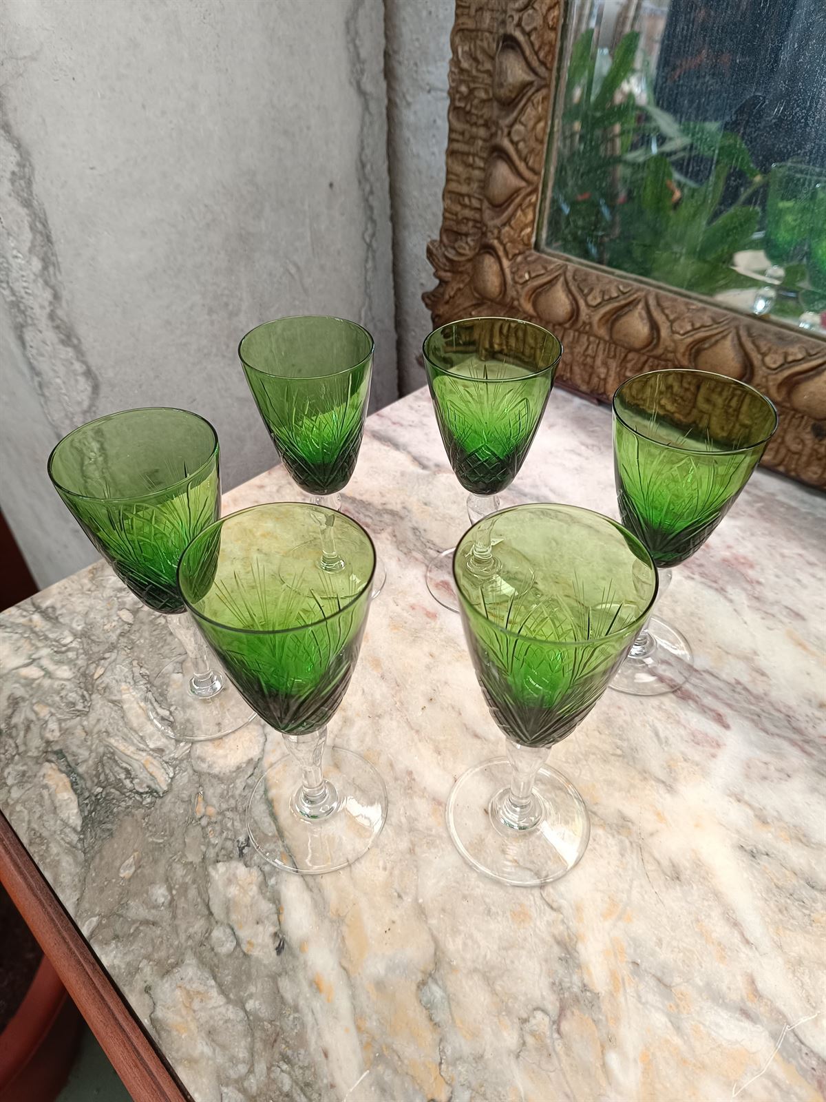 Juego de copas verdes años 70 - Imagen 5