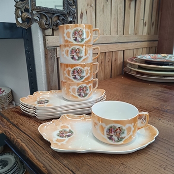 Juego de tazas con bandeja porcelana - Imagen 2
