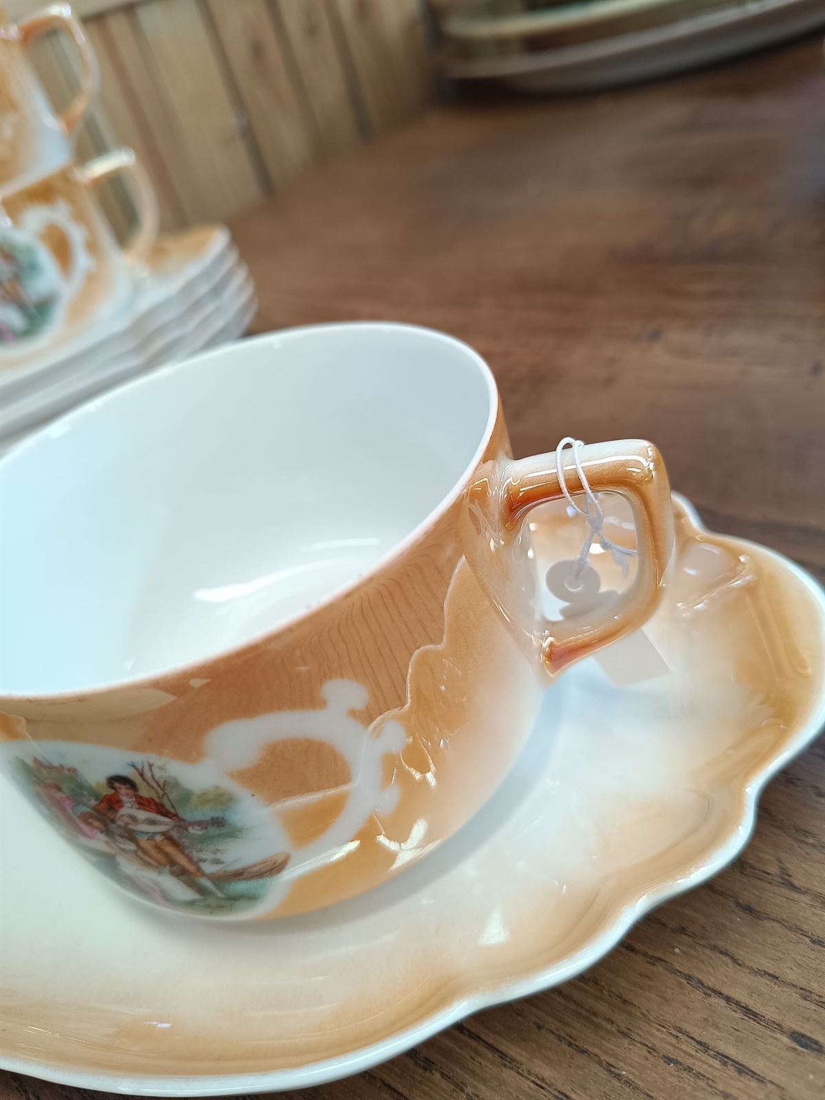 Juego de tazas con bandeja porcelana - Imagen 5