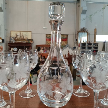 Juego para vino de cristal tallado y plata - Imagen 2