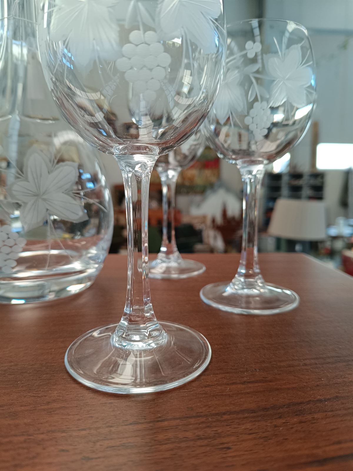 Juego para vino de cristal tallado y plata - Imagen 5