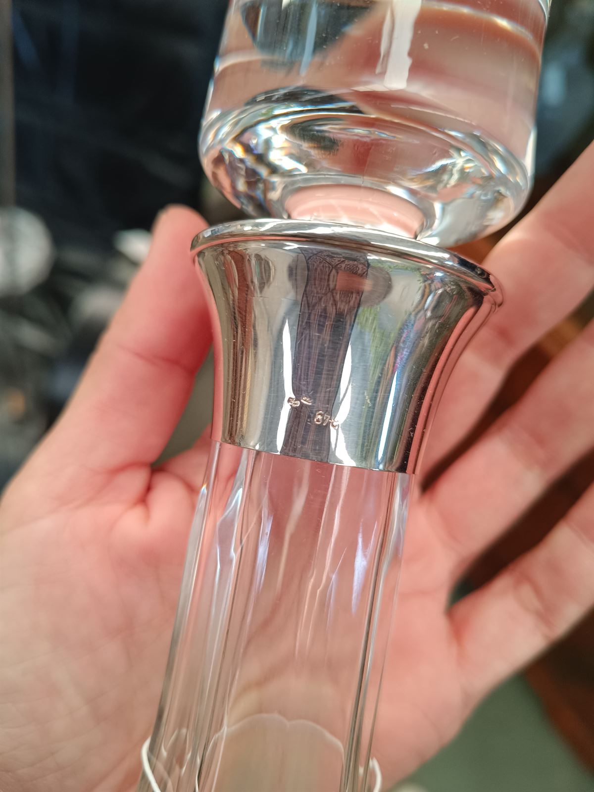 Juego para vino de cristal tallado y plata - Imagen 6