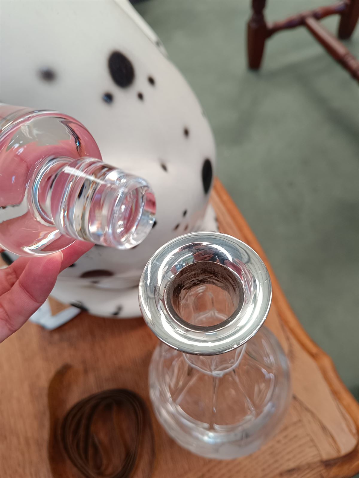 Juego para vino de cristal tallado y plata - Imagen 7