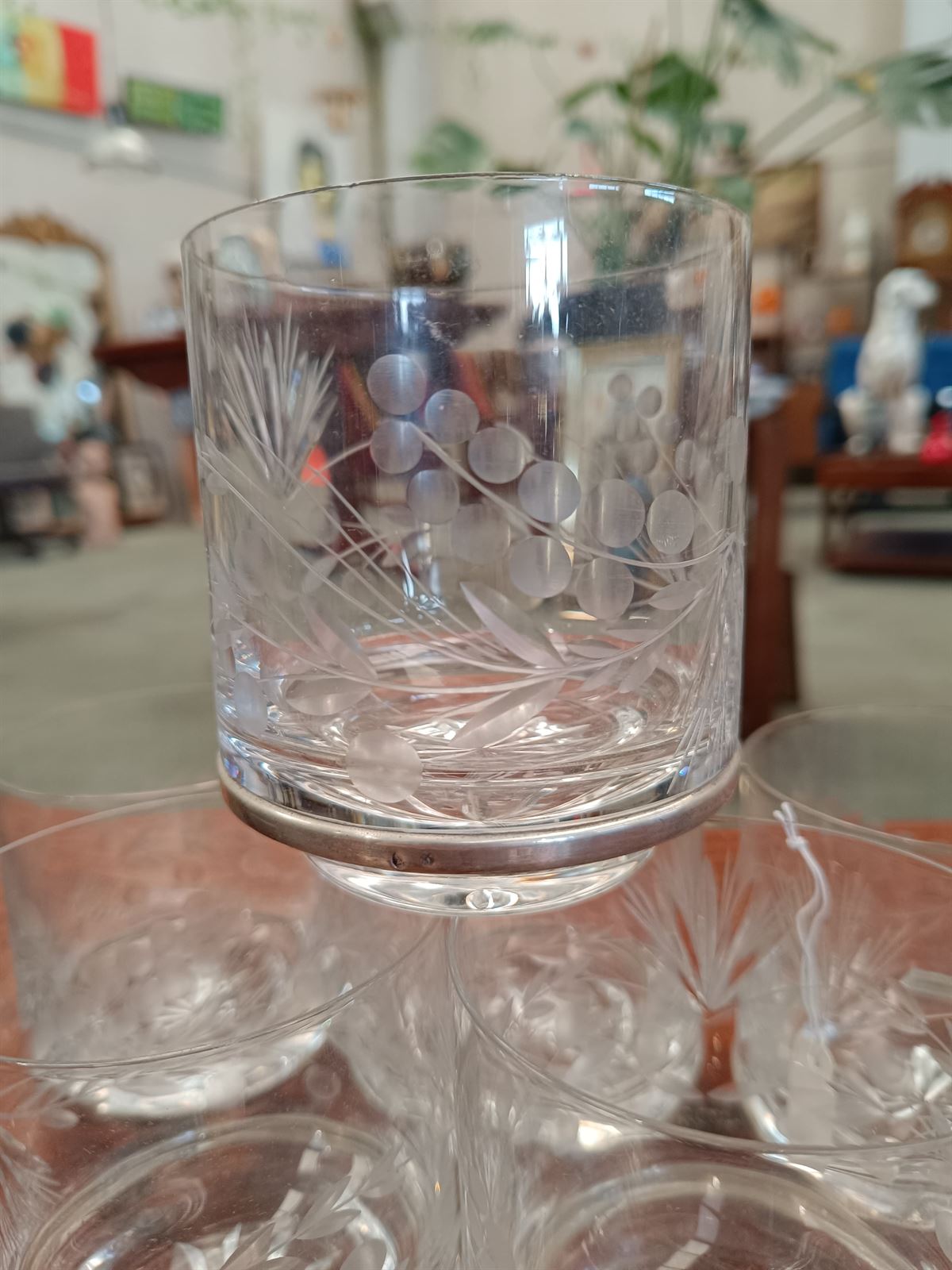 Juego vasos de cristal y plata - Imagen 2