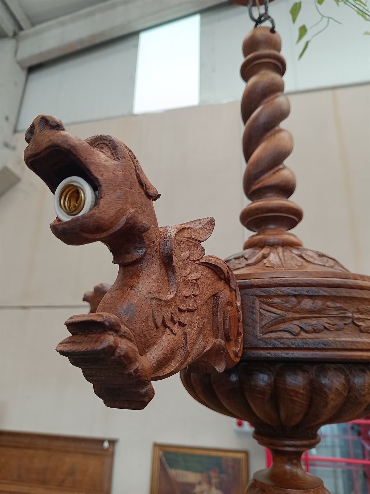Lámpara de dragones roble S.XX - Imagen 3