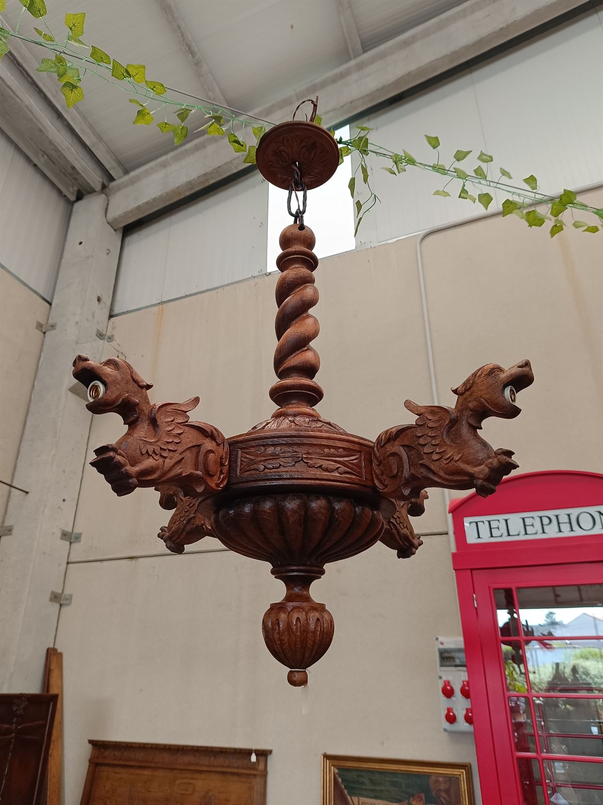 Lámpara de dragones roble S.XX - Imagen 7