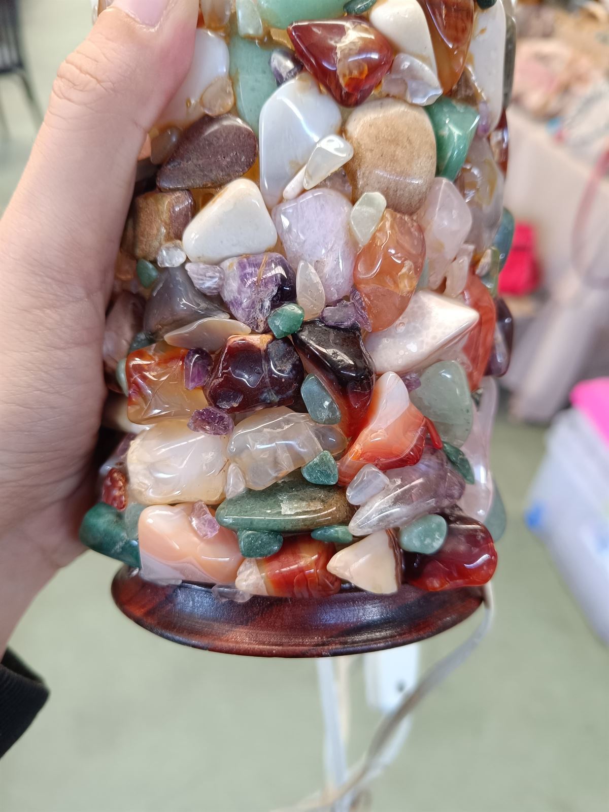Lámpara piedras semipreciosas 70s - Imagen 9