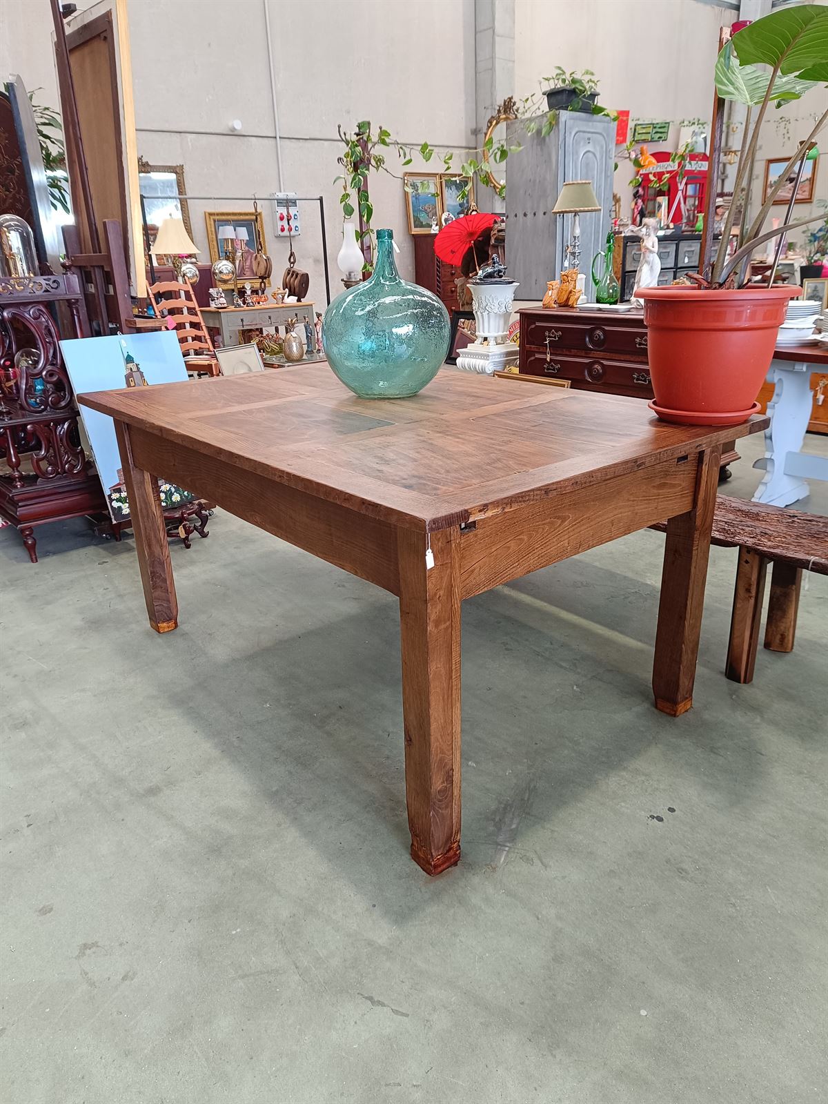 Mesa antigua rustica de madera de castaño - Imagen 1