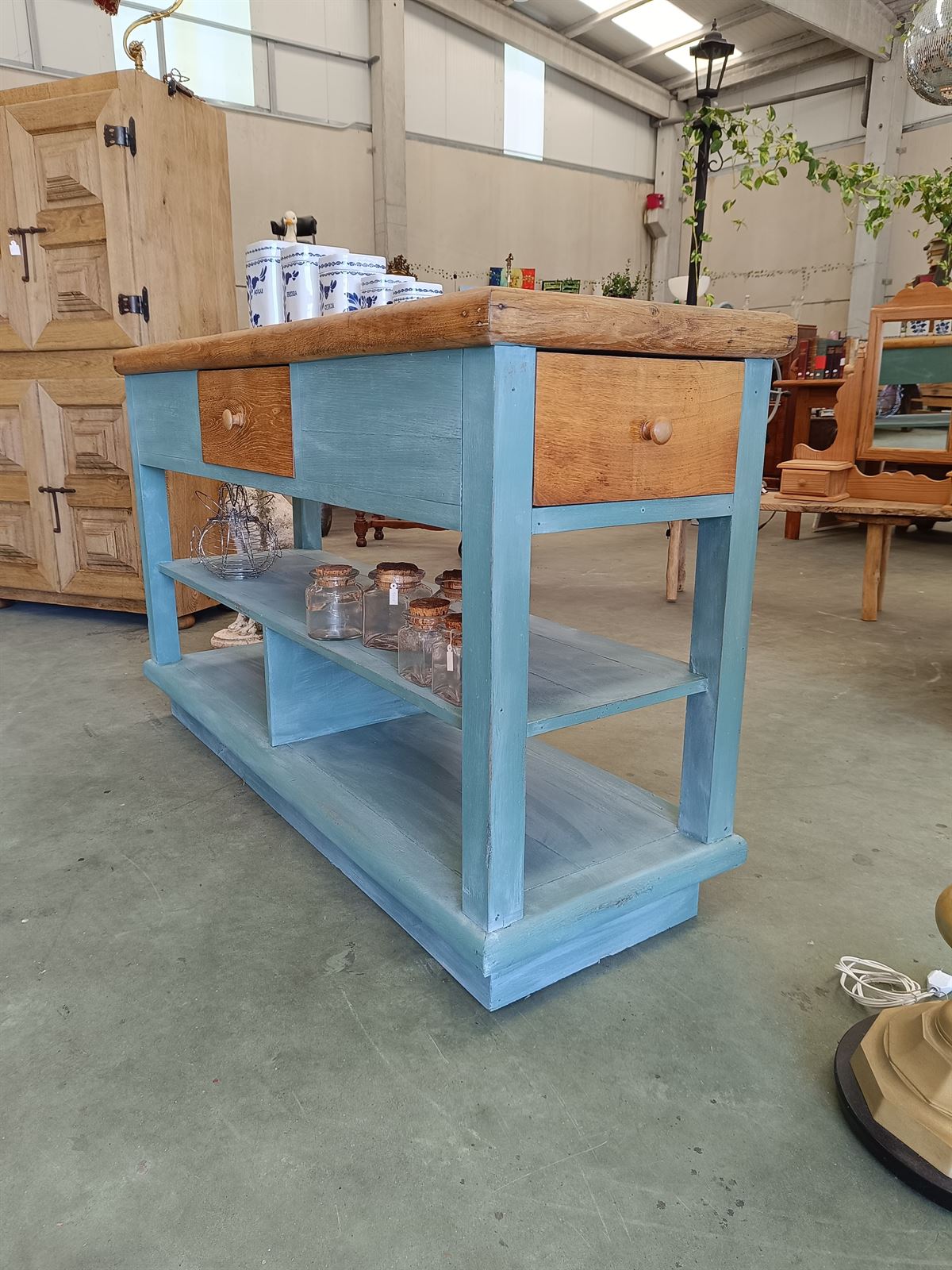 Mesa bancada vintage de roble - Imagen 4