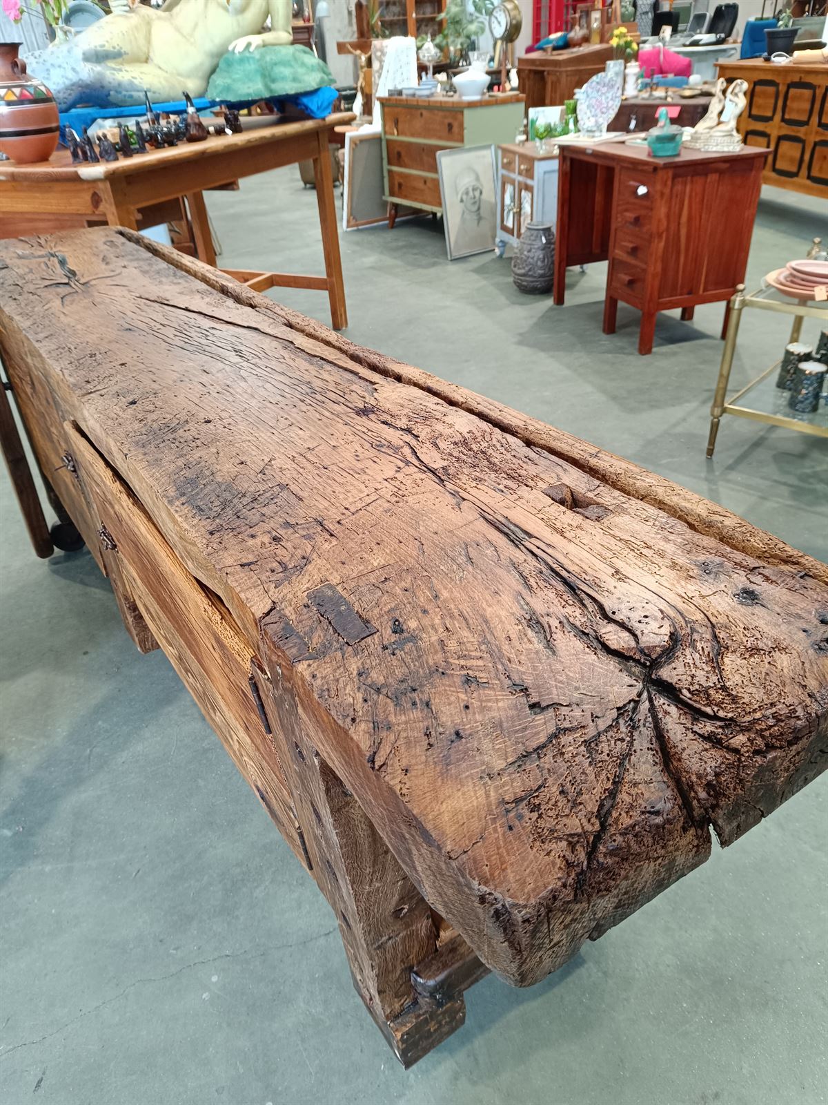 Mueble banco antiguo de carpintero - Imagen 4