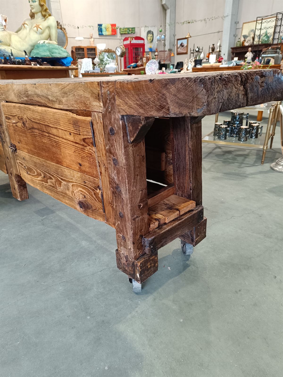 Mueble banco antiguo de carpintero - Imagen 5