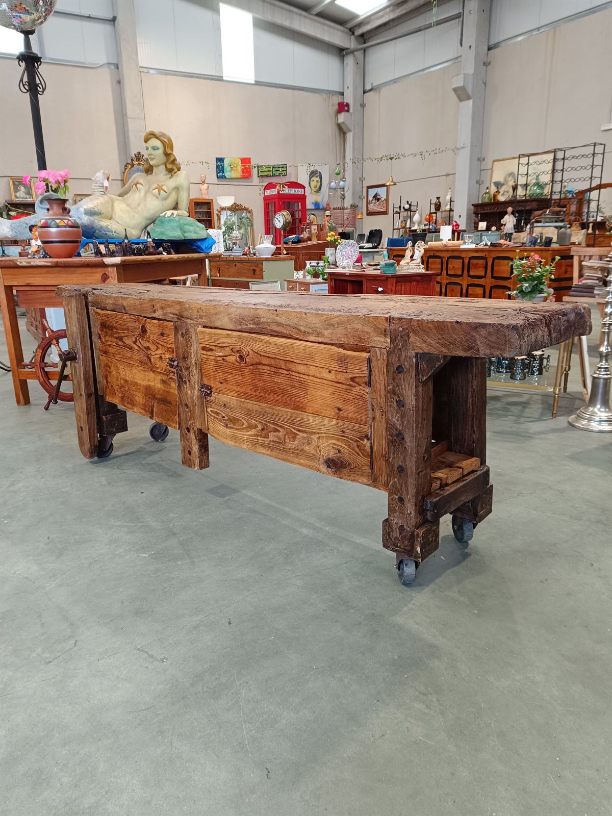 Mueble banco antiguo de carpintero - Imagen 7