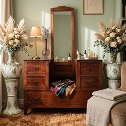 Mueble cómoda de madera con espejo - Imagen 1