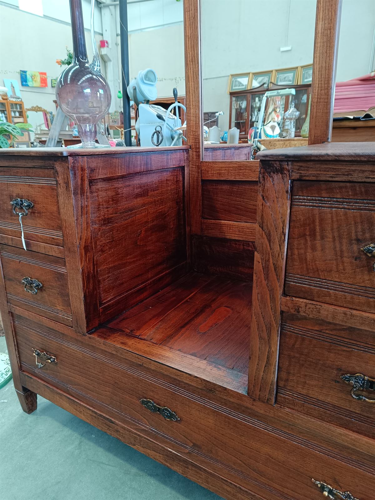 Mueble cómoda de madera con espejo - Imagen 6
