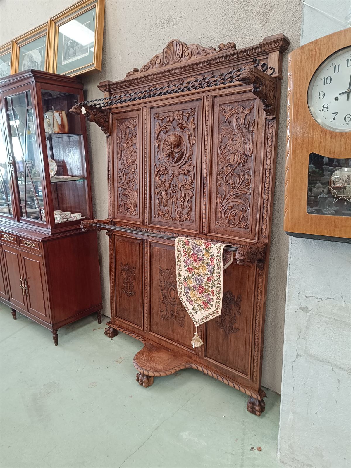Mueble de entrada/recibidor antiguo de roble - Imagen 2