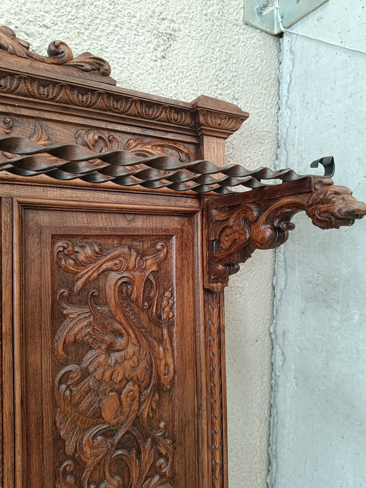 Mueble de entrada/recibidor antiguo de roble - Imagen 8