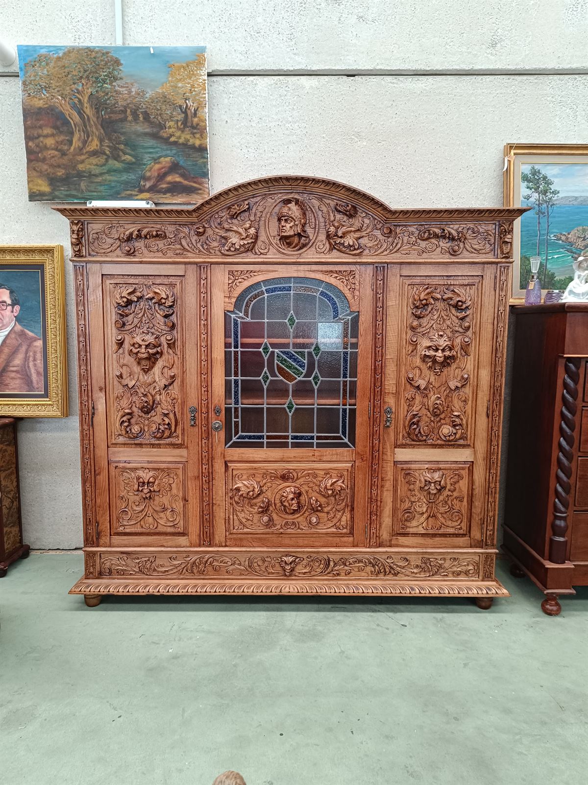 Mueble librería de madera de roble años 30 - Imagen 1