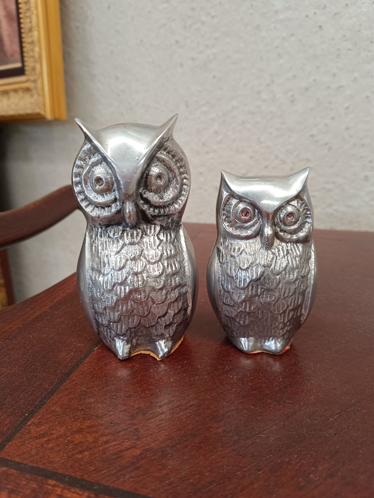 Pareja de figuras búhos años 70 - Imagen 1