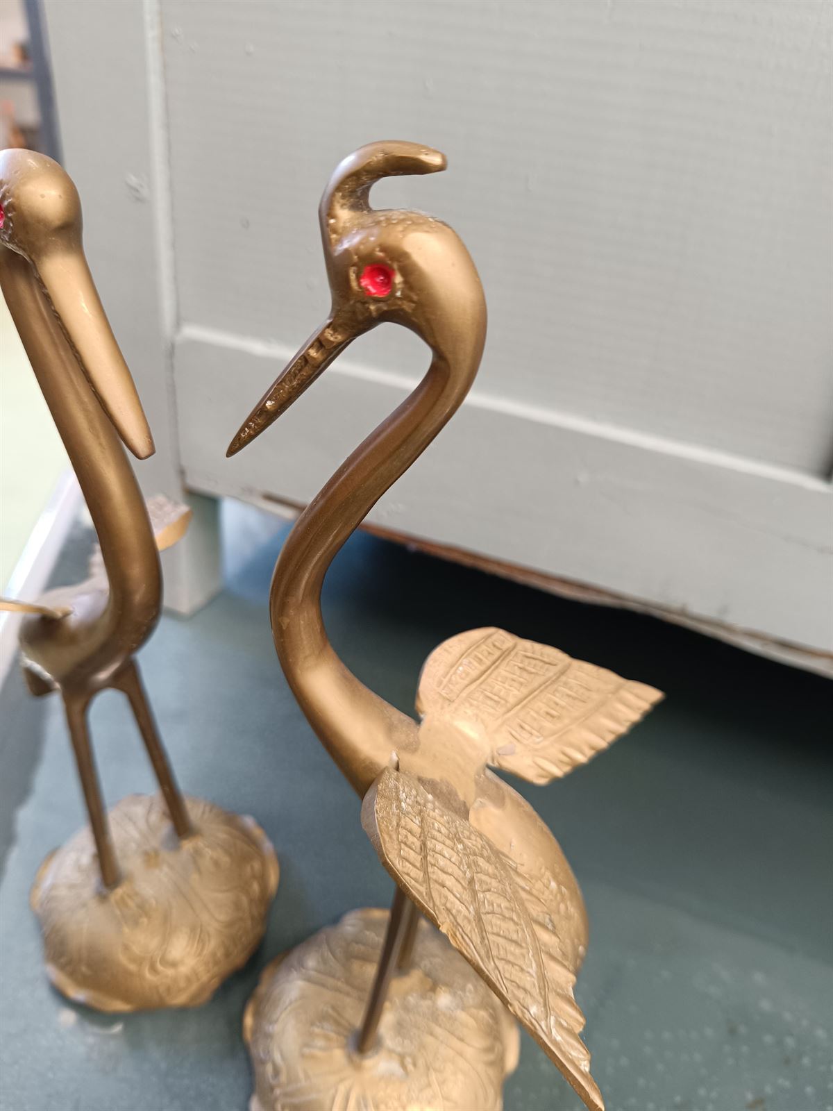 Pareja de garzas de bronce - Imagen 4