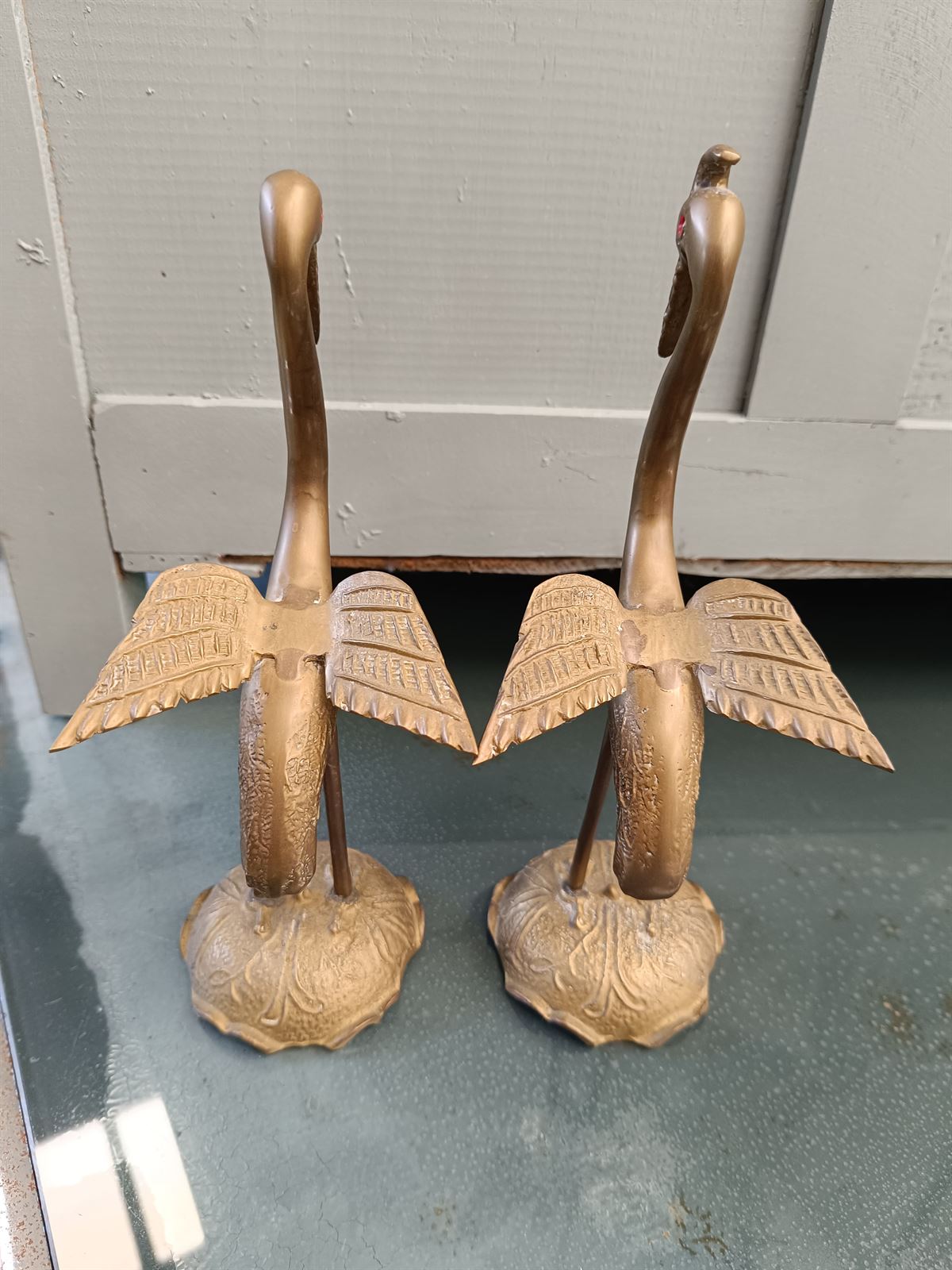 Pareja de garzas de bronce - Imagen 5