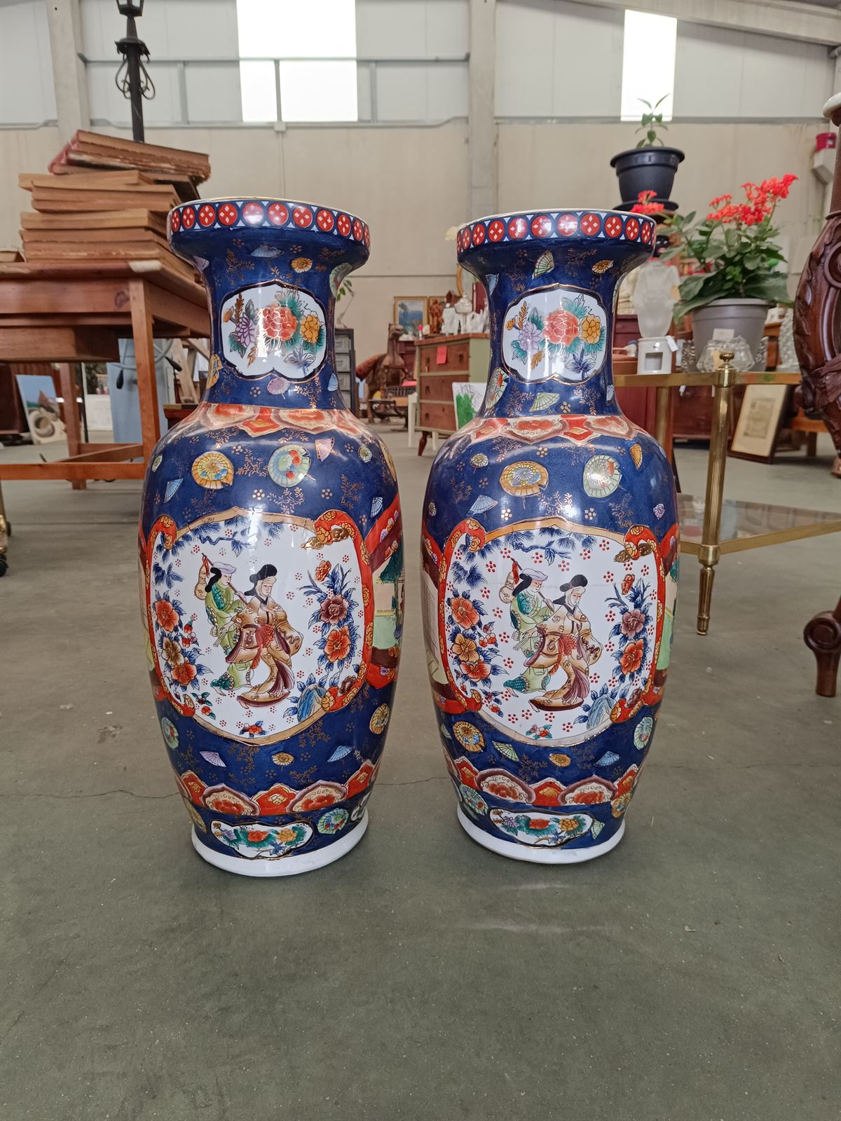 Pareja de jarrones Satsuma de porcelana - Imagen 1