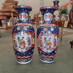 Pareja de jarrones Satsuma de porcelana - Imagen 1