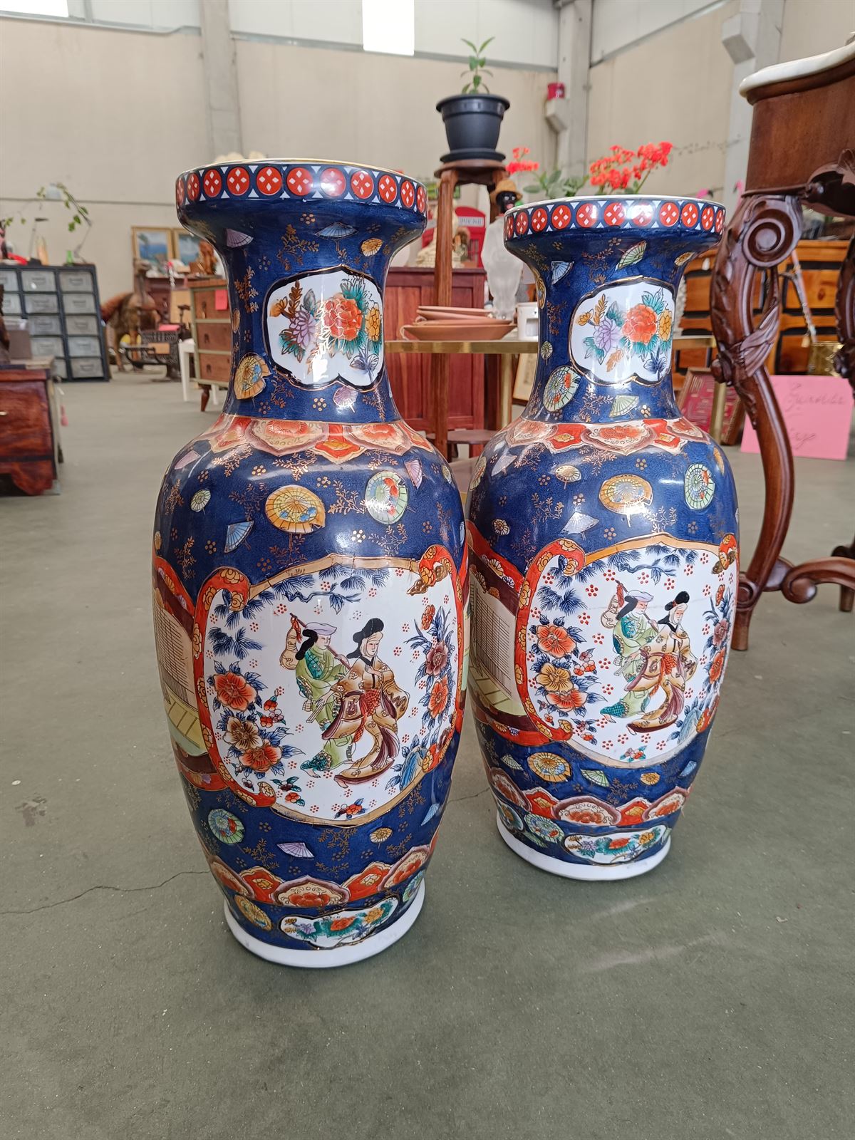 Pareja de jarrones Satsuma de porcelana - Imagen 2