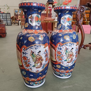 Pareja de jarrones Satsuma de porcelana - Imagen 2