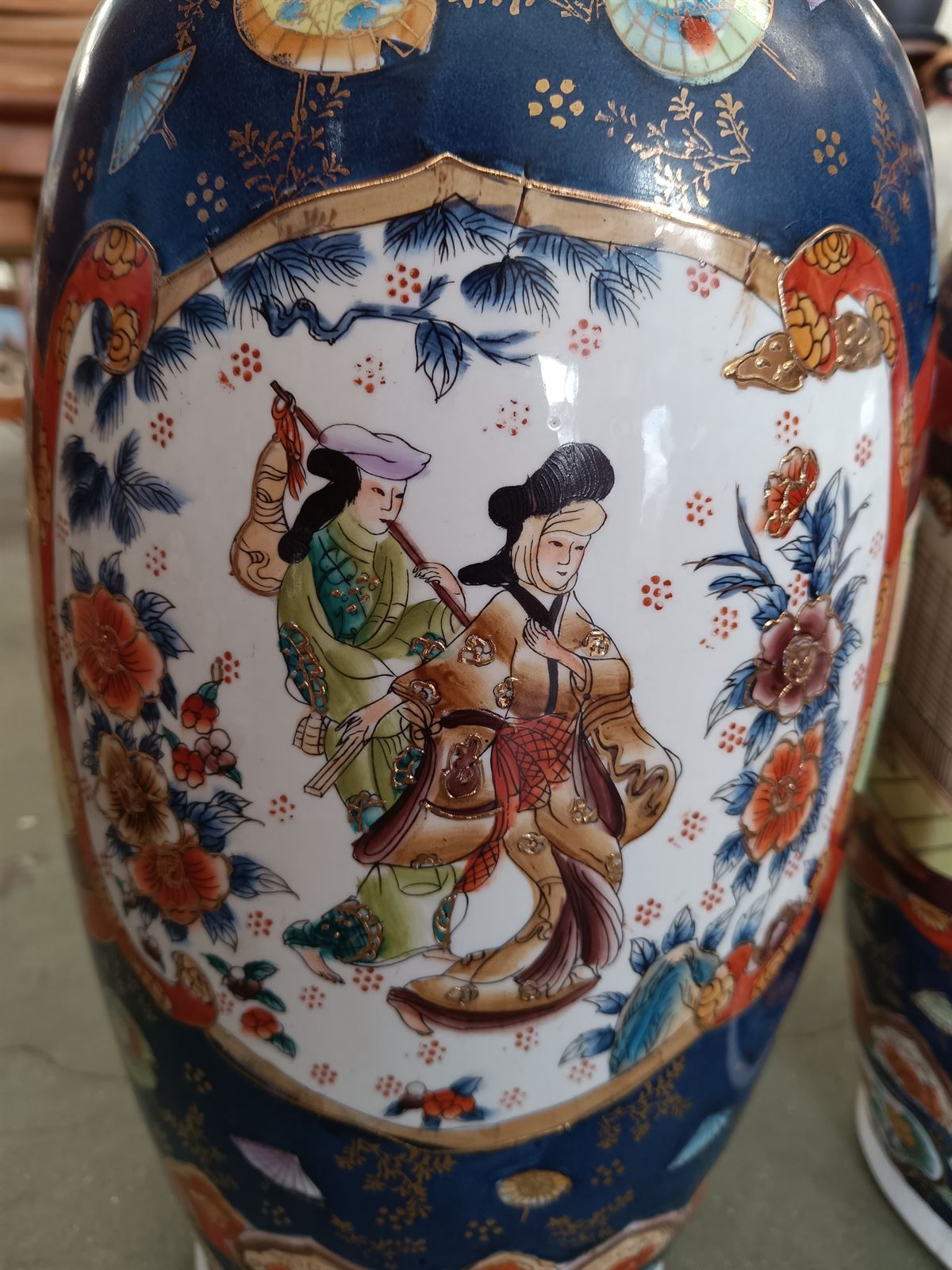 Pareja de jarrones Satsuma de porcelana - Imagen 4