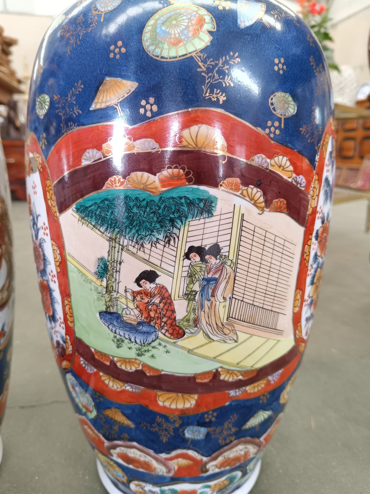 Pareja de jarrones Satsuma de porcelana - Imagen 7