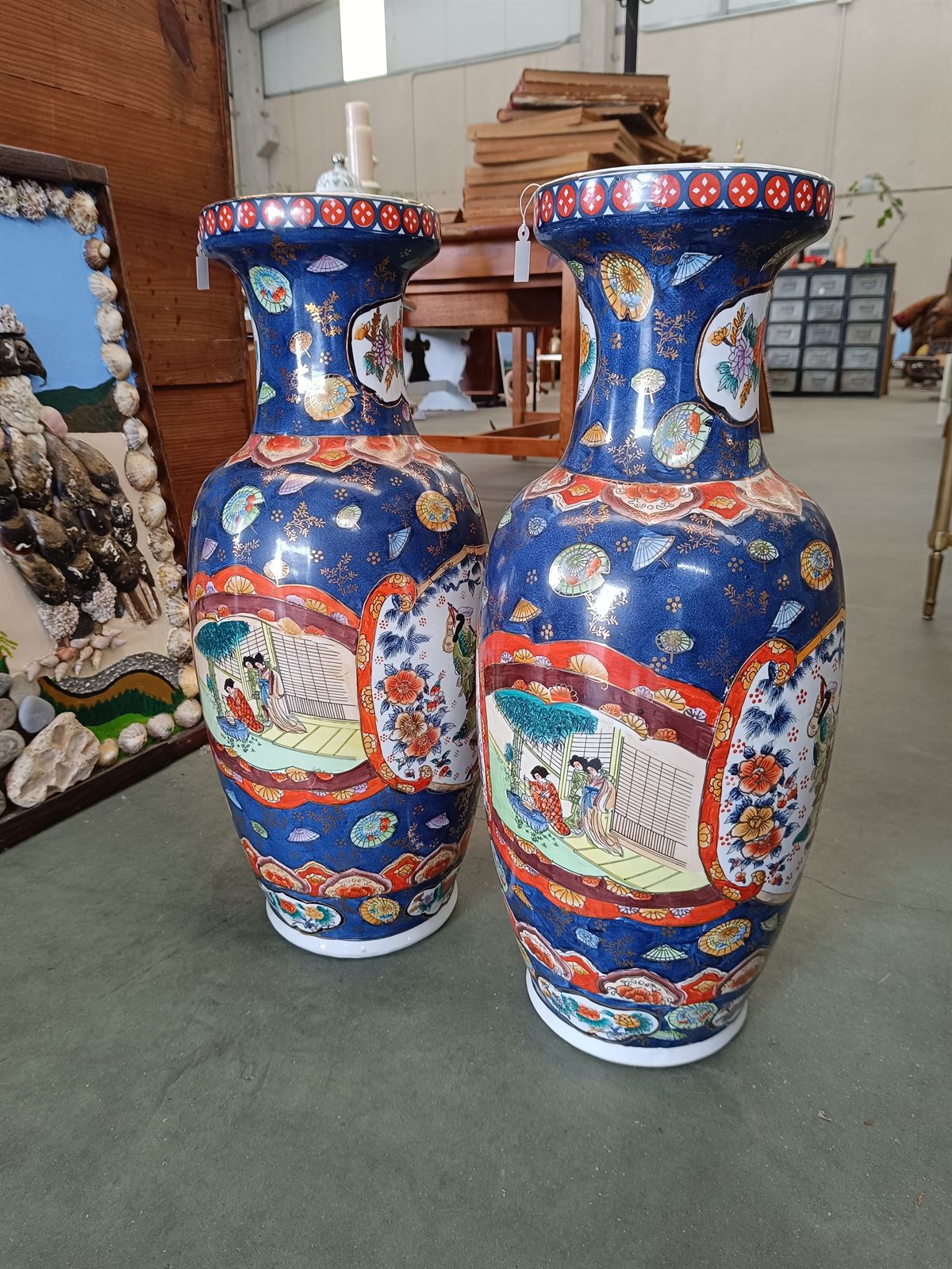 Pareja de jarrones Satsuma de porcelana - Imagen 9
