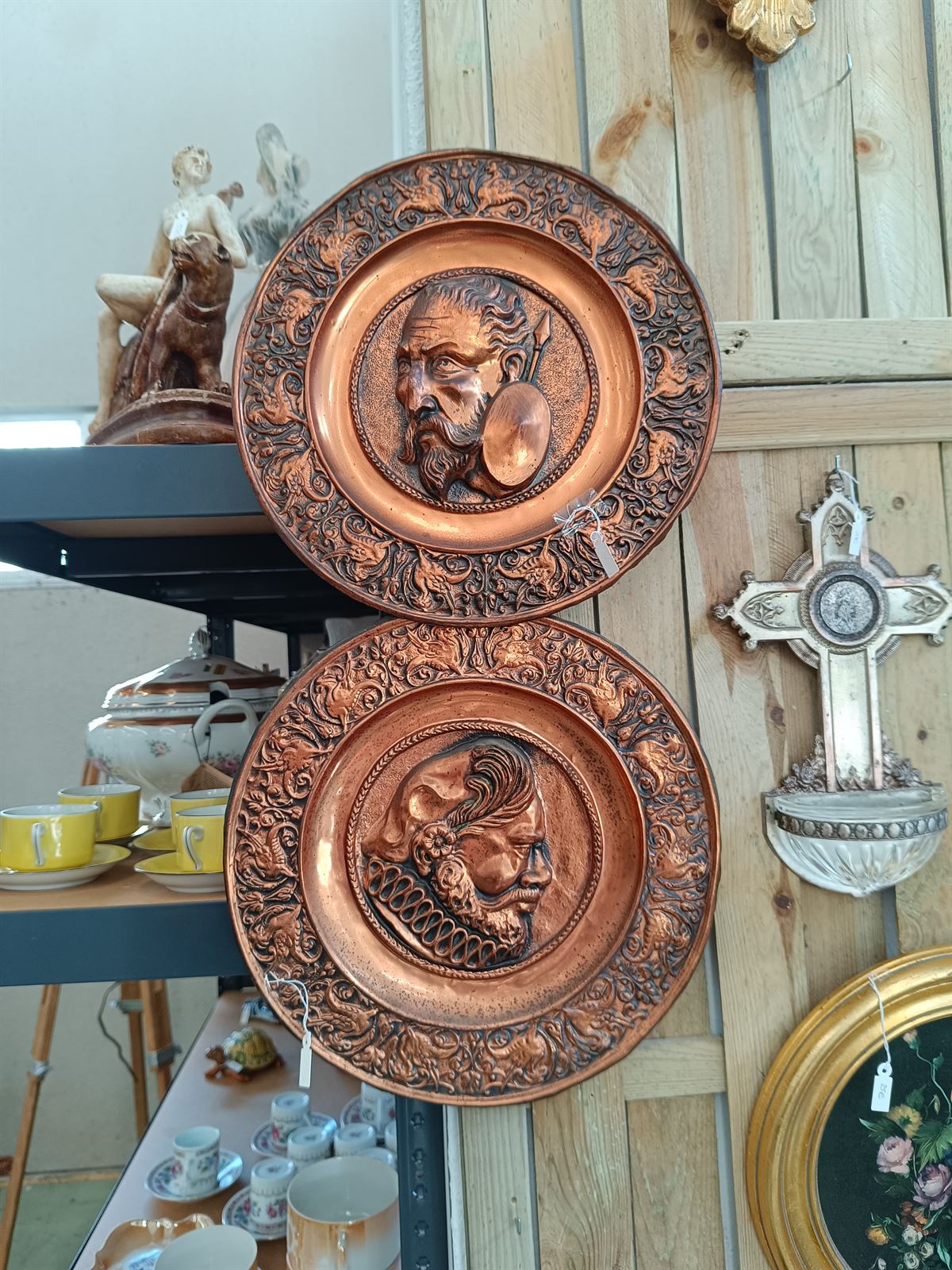 Pareja de platos de de cobre Don Quijote - Imagen 1
