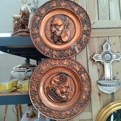 Pareja de platos de de cobre Don Quijote - Imagen 1