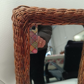 Pareja espejos mimbre años 70 - Imagen 2