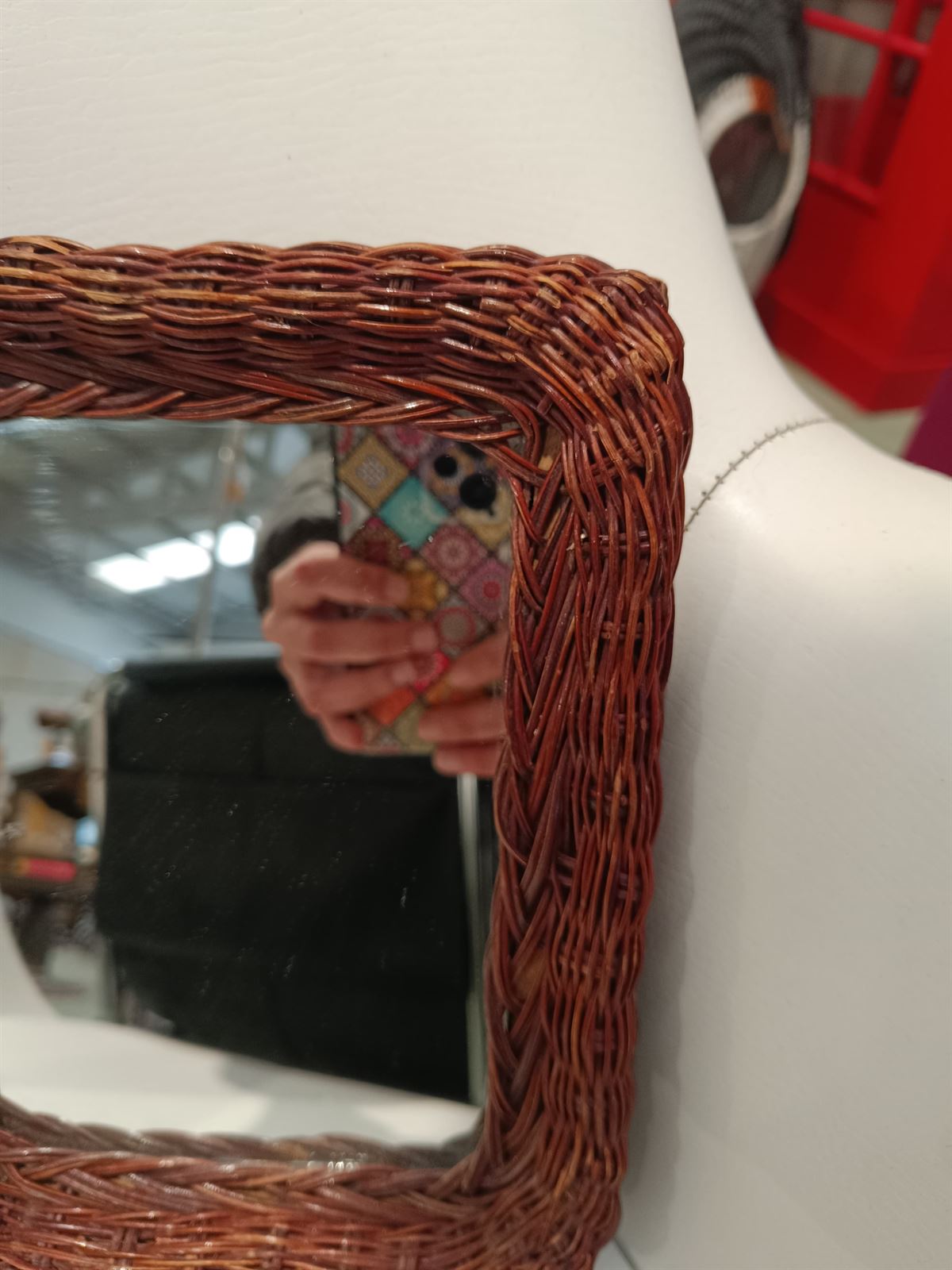 Pareja espejos mimbre años 70 - Imagen 3