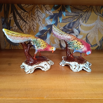 Pareja figuras pavos reales años 70 - Imagen 1