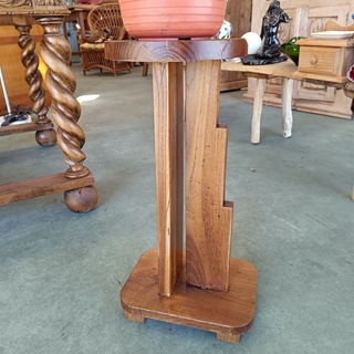 Peana mesita auxiliar art deco de castaño - Imagen 2