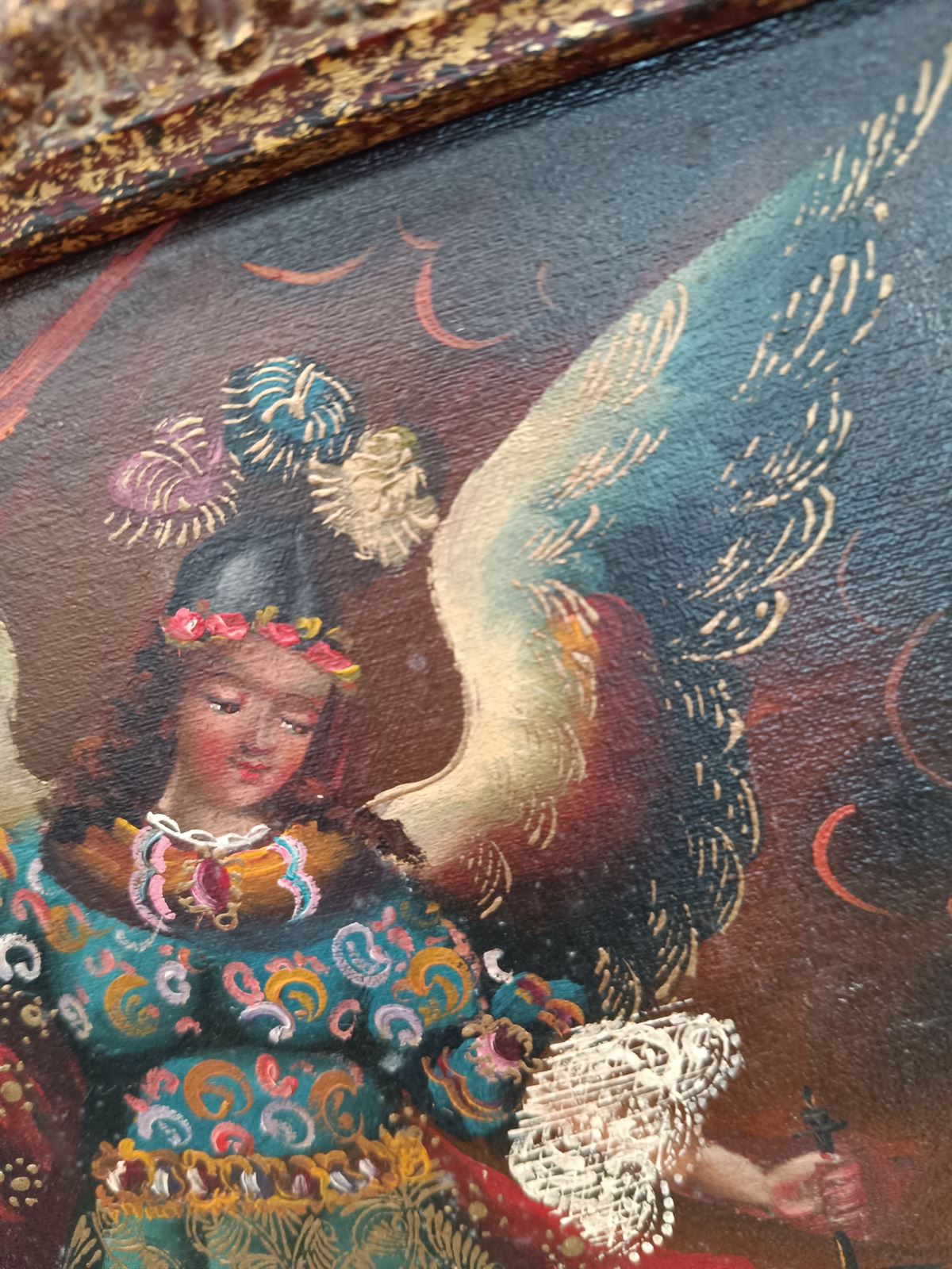 Pintura óleo sobre tabla Arcángel San Miguel - Imagen 2