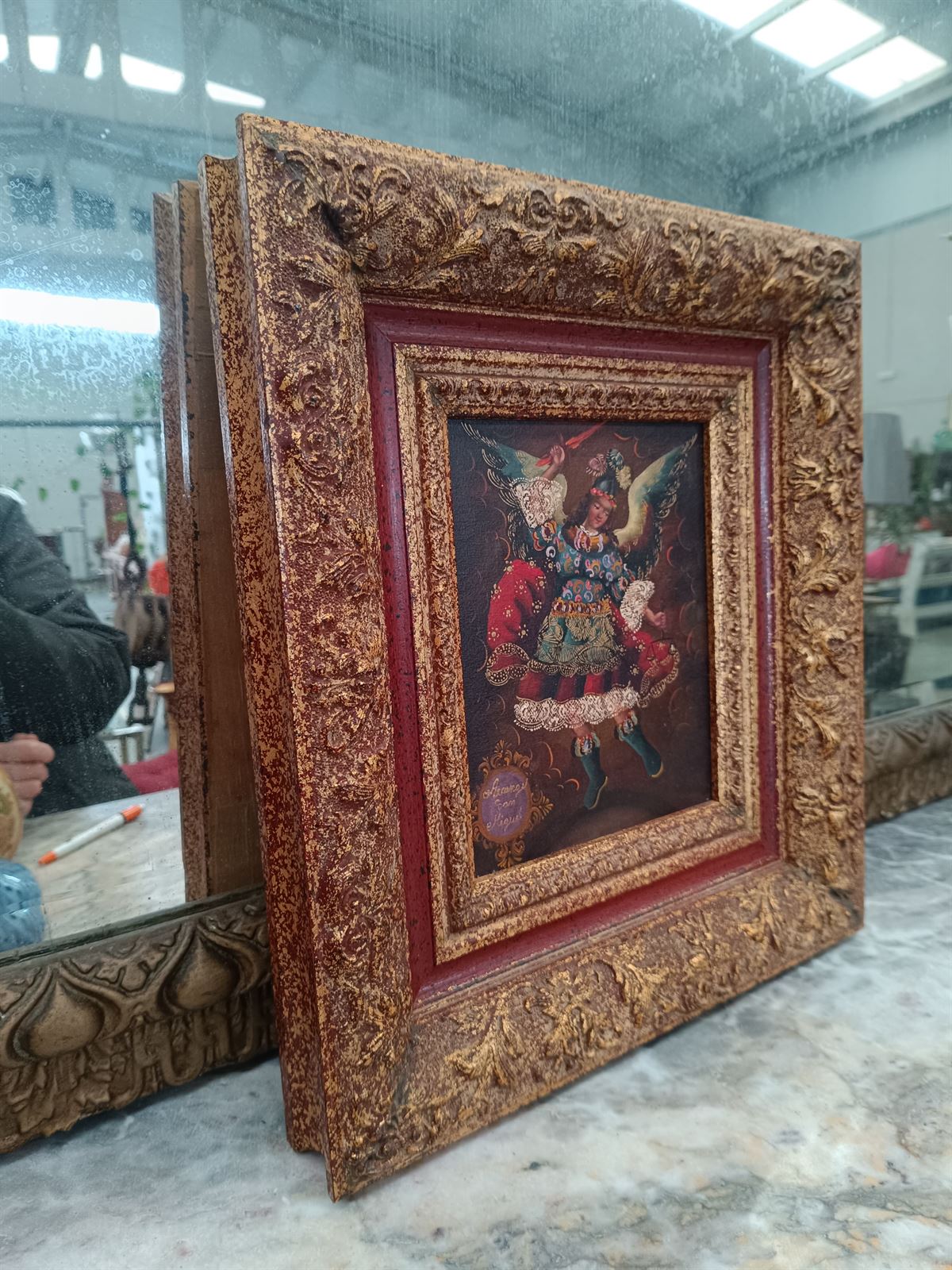 Pintura óleo sobre tabla Arcángel San Miguel - Imagen 4