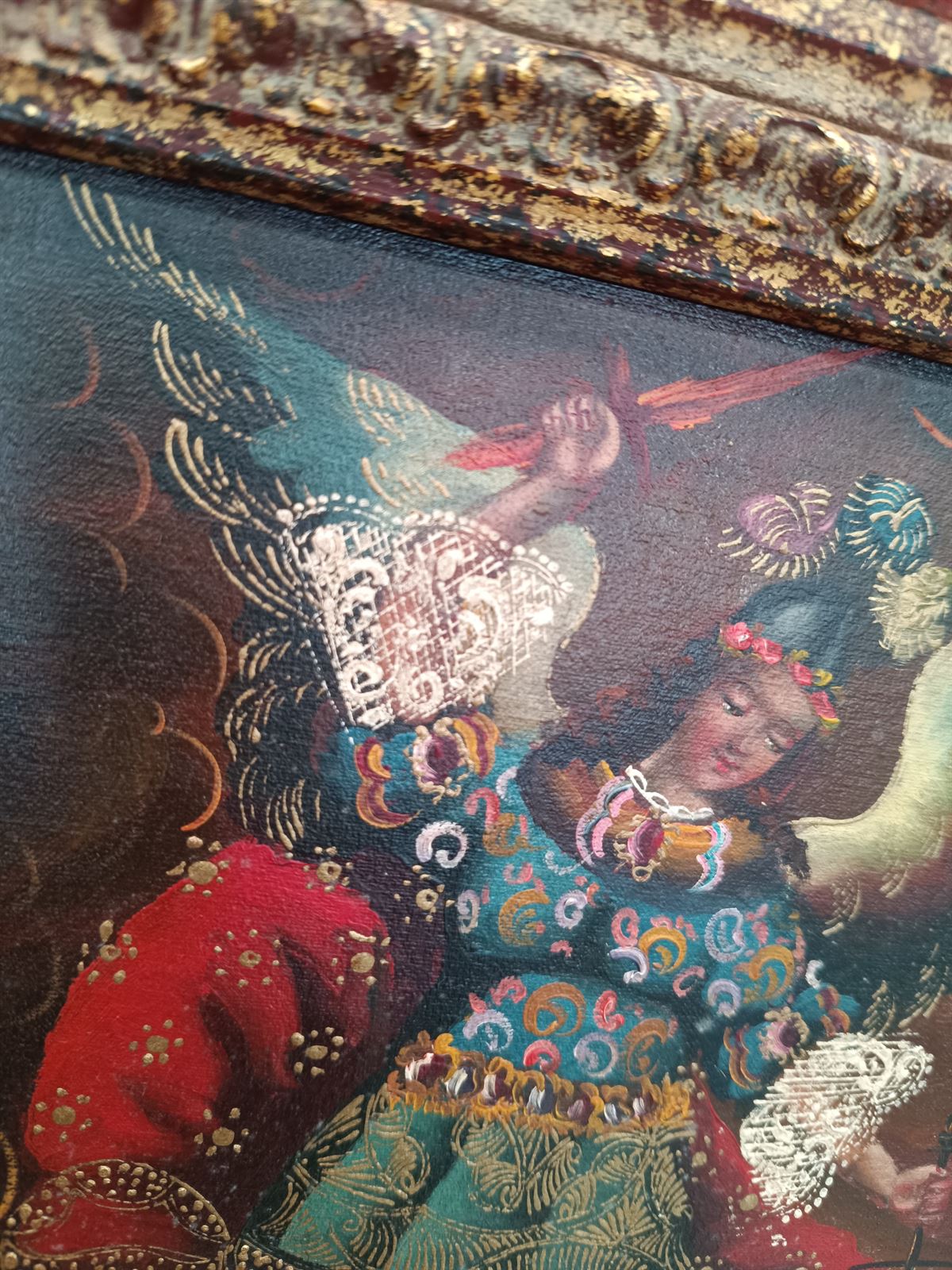 Pintura óleo sobre tabla Arcángel San Miguel - Imagen 5