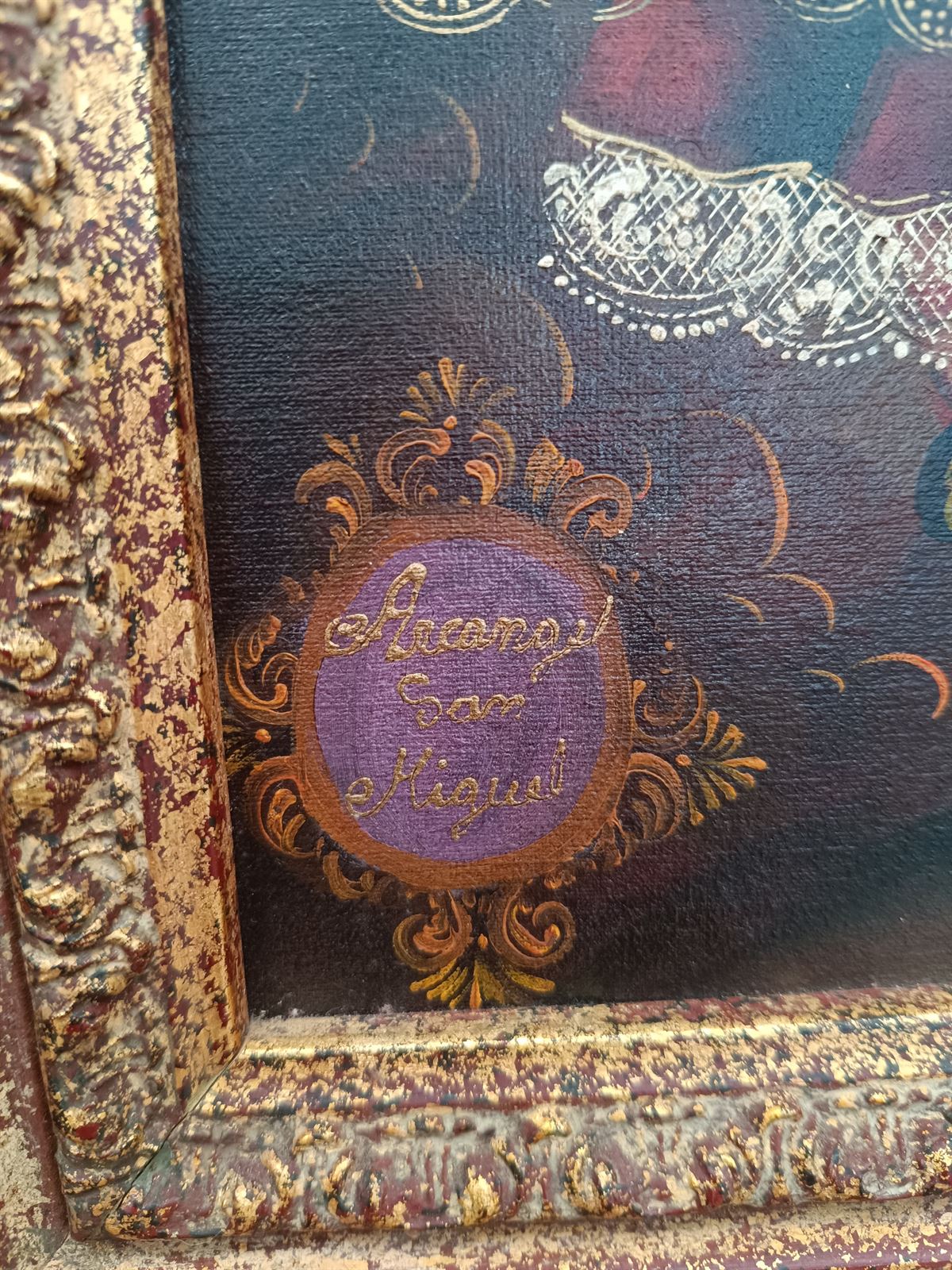 Pintura óleo sobre tabla Arcángel San Miguel - Imagen 6