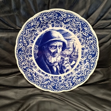 Plato cerámica Boch Anciano con pipa - Imagen 1