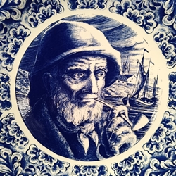 Plato cerámica Boch Anciano con pipa - Imagen 2