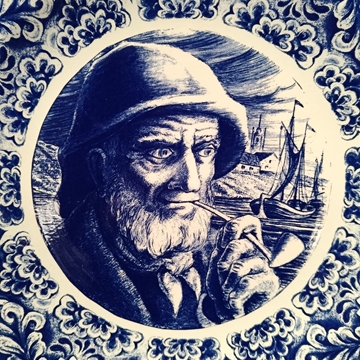 Plato cerámica Boch Anciano con pipa - Imagen 2