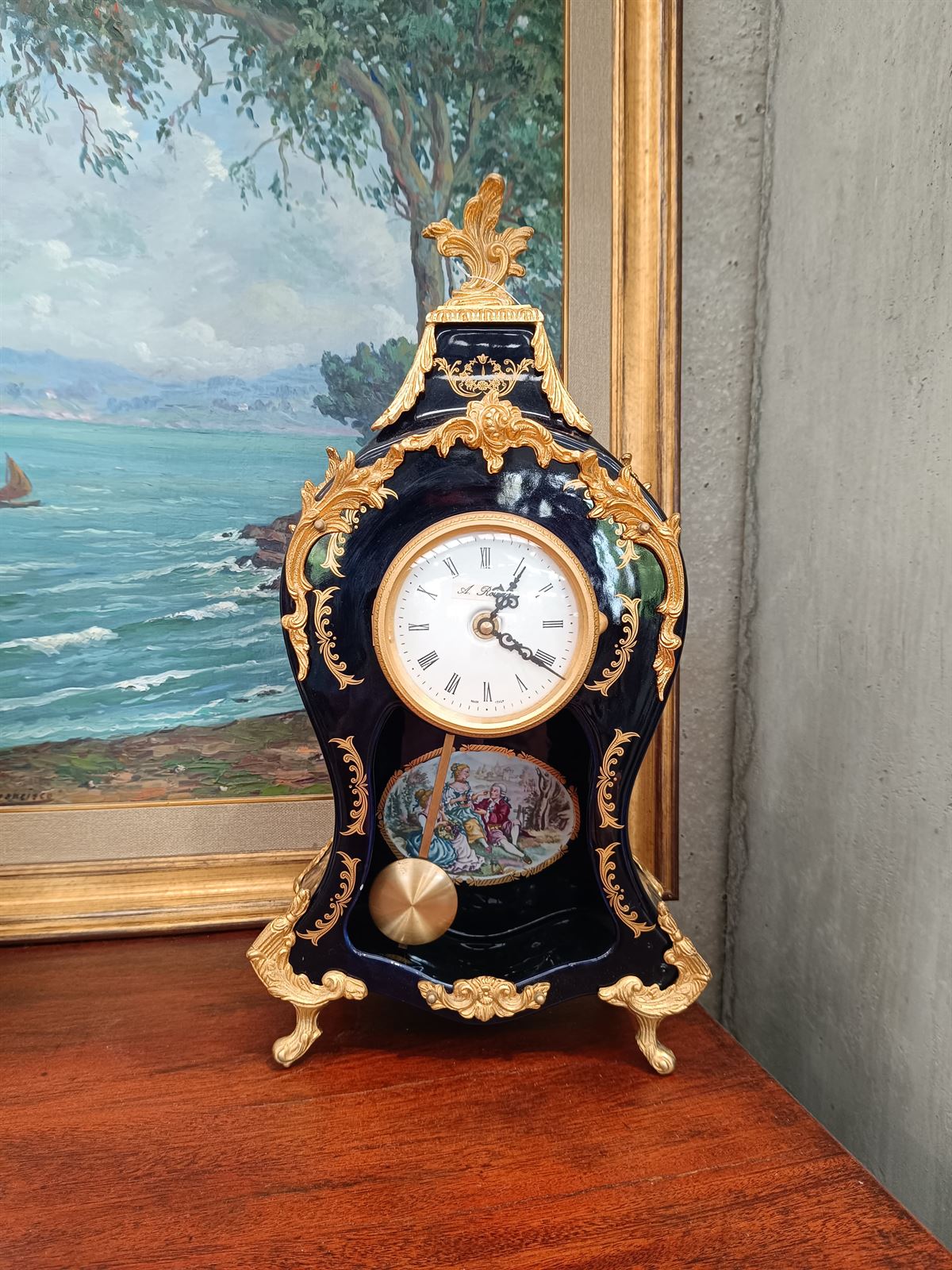 Reloj Limoges azul cobalto y dorado - Imagen 1