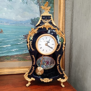 Reloj Limoges azul cobalto y dorado - Imagen 1