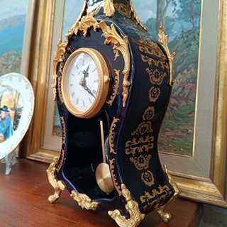 Reloj Limoges azul cobalto y dorado - Imagen 2