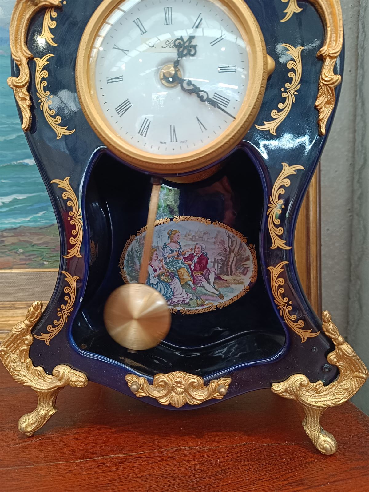 Reloj Limoges azul cobalto y dorado - Imagen 3