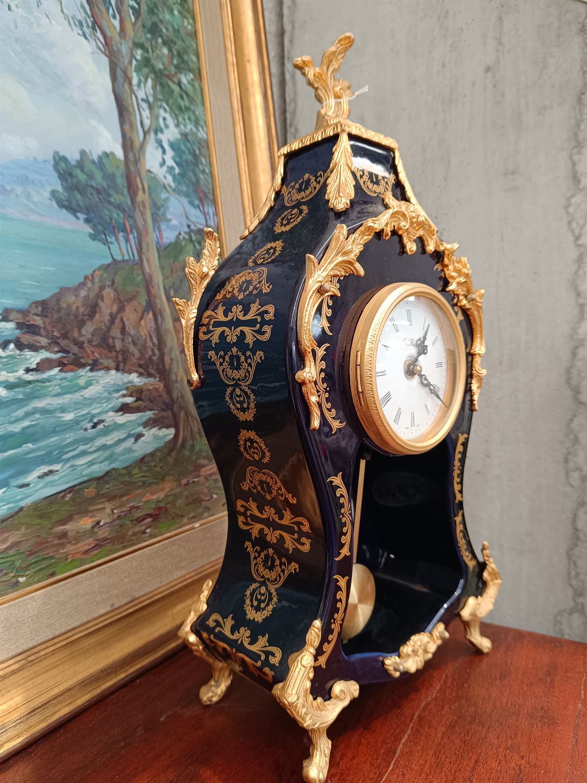Reloj Limoges azul cobalto y dorado - Imagen 6